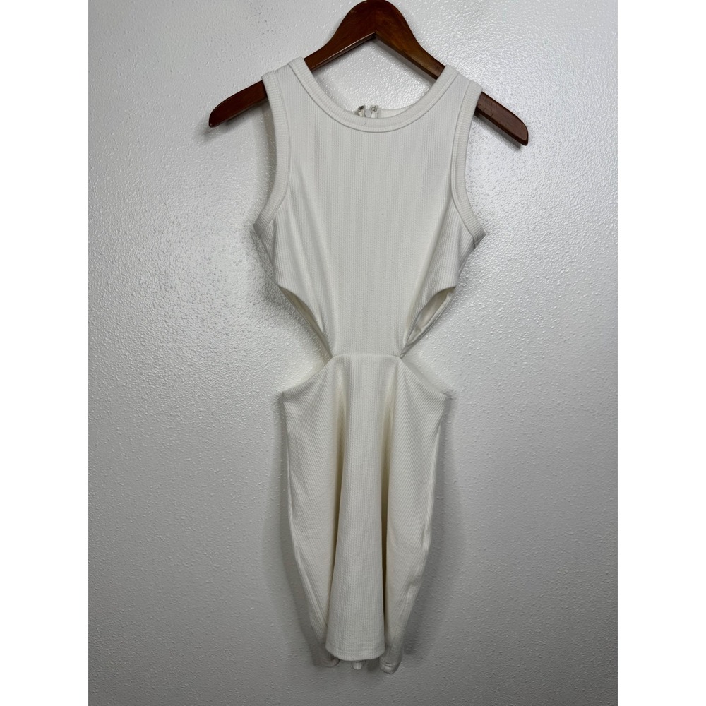 Sabo Skirt White Textured Cut Out Mini Dress Womens Size XS Sleeveless Bodycon